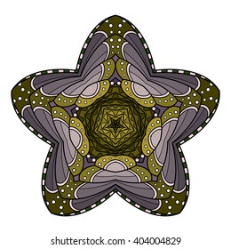 Vector Beautiful Deco Star. Abstract Object Isolated On White Background. Ethnic Decorative Element