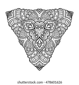 Vector Beautiful Deco Triangle. Abstract Object Isolated On White Background. Ethnic Decorative Element