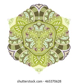 Vector Beautiful Deco Triangle In Color. Abstract Object Isolated On White Background. Ethnic Decorative Element