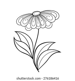 Vector Beautiful Decorative Contour Flower, Patterned design