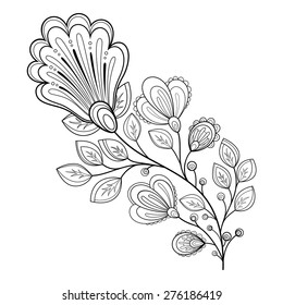 Vector Beautiful Decorative Contour Flower, Patterned design