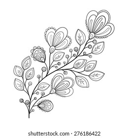 Vector Beautiful Decorative Contour Flower, Patterned design
