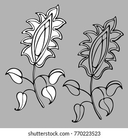 Vector  with beautiful decorative  flowers.
Can be used for printing on paper, suitable for festive invitations, fashion industry, textile and other.
