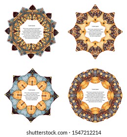 Vector Beautiful Decorative Round Frame. Ethnic Element