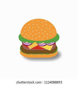 
vector beautiful delicious food burger cheeseburger sandwich with chicken salad cheese and rolls on a white background for restaurant menu logo and advertising