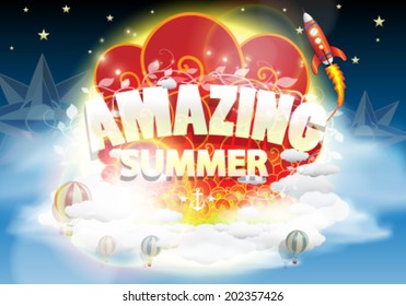 Vector Beautiful Detailed Summer Fantasy Illustration