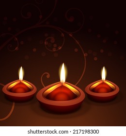 Vector beautiful diwali diya background