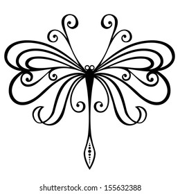 Vector Beautiful Dragonfly, Exotic Insect. Patterned design, Tattoo