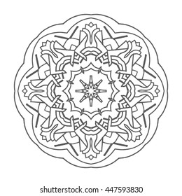 Vector Beautiful ?and drawn Mandala. Circle Abstract Object Isolated On White Background. Ethnic Decorative Element. Islam, Arabic, Indian, turkish, pakistan, chinese, ottoman motifs