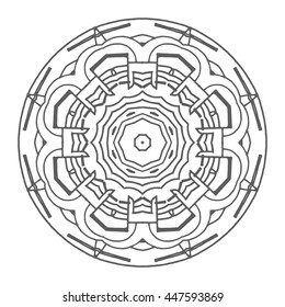 Vector Beautiful ?and drawn Mandala. Circle Abstract Object Isolated On White Background. Ethnic Decorative Element. Islam, Arabic, Indian, turkish, pakistan, chinese, ottoman motifs