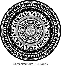 Vector Beautiful Ethnic Handdrawn Mandala, Patterned Design Element