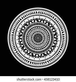 Vector Beautiful Ethnic Handdrawn Mandala, Patterned Design Element