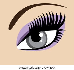 vector beautiful eye with long lashes and make up