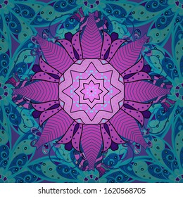 Vector Beautiful fabric pattern. Vector watercolour floral pattern, delicate flowers, pink, blue and violet flowers, greeting card template.