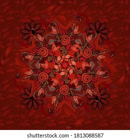 Vector Beautiful fabric pattern. Vector watercolour floral pattern, delicate flowers, black, orange and red flowers, greeting card template.