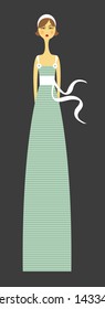 Vector of a beautiful fashion model woman in an elegant long dress