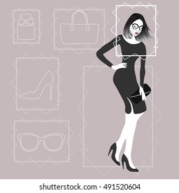 vector  beautiful fashionable woman style