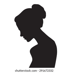 Vector beautiful female face silhouette in profile