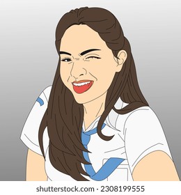 vector Beautiful female student of high school . high school concept person vector illustration .