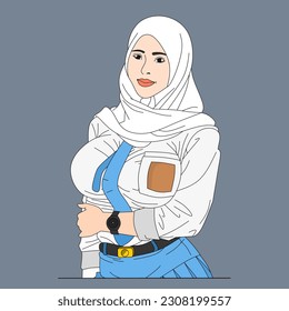 vector Beautiful female student of high school . high school concept person vector illustration .