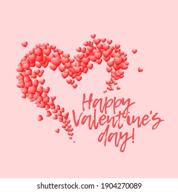 Vector beautiful festive banner for valentine's day february 14th with heart symbol made up of particles small hearts