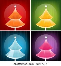 Vector Beautiful Festive Christmas Tree Background Set