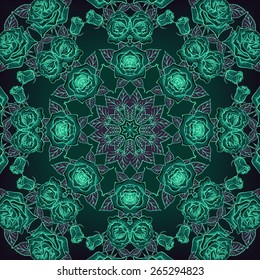 Vector Beautiful Floral Background. Seamless Pattern with many details