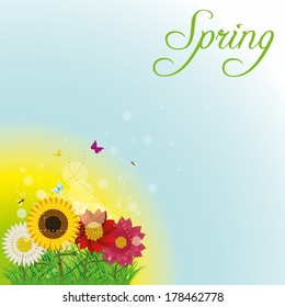 Vector Beautiful Floral And Colorful Spring Background 