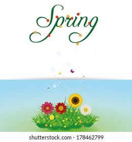 Vector Beautiful Floral And Colorful Spring Background 