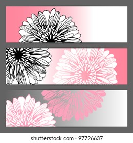 Vector beautiful floral illustration background. Horizontal banner, headers.
