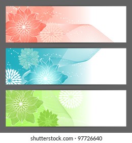 Vector beautiful floral illustration background. Horizontal banner, headers.