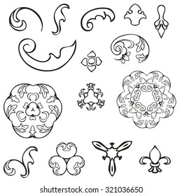 Vector beautiful floral ornament elements. Floral decorations