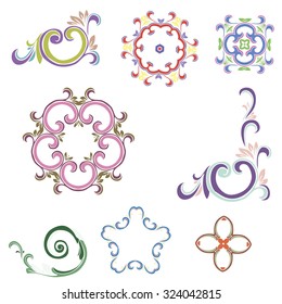 Vector beautiful floral ornament elements. Floral decorations