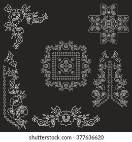Vector beautiful floral ornament elements. Floral decorations