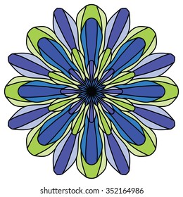 Vector Beautiful Flower. Colorful  mandala made in vector. Boho-style. Islamic, Arabic, Indian, Ottoman Motifs, Kaleidoscope, Medallion, Yoga, Meditation. Decorative elements for any kind of design.