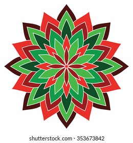 Vector Beautiful Flower. Colorful  mandala. Geometric circle element made in vector. Boho style. Islamic, Arabic, Indian, Ottoman Motifs, Kaleidoscope, Medallion, Yoga, Meditation.