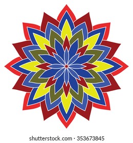 Vector Beautiful Flower. Colorful  mandala. Geometric circle element made in vector. Boho style. Islamic, Arabic, Indian, Ottoman Motifs, Kaleidoscope, Medallion, Yoga, Meditation.