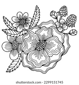 Vector beautiful flower for coloring book or page. Isolated flower