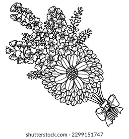 Vector beautiful flower for coloring book or page. Isolated flower