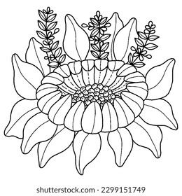 Vector beautiful flower for coloring book or page. Isolated flower