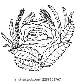 Vector beautiful flower for coloring book or page. Isolated flower