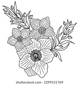 Vector beautiful flower for coloring book or page. Isolated flower