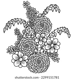 Vector beautiful flower for coloring book or page. Isolated flower