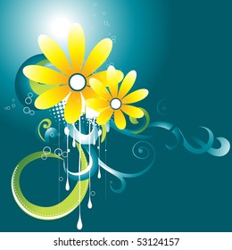 flor vectorial hermosa con flores alrededor de ella