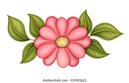 Vector Beautiful  Flower, Object Isolated on White Background. Floral Design Element