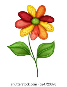 Vector Beautiful  Flower, Object Isolated on White Background. Floral Design Element