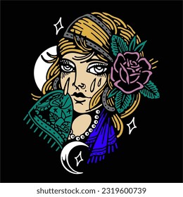 vector of beautiful flowered woman, good to use for design references