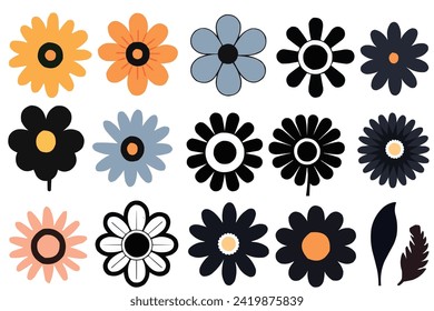 Vector Beautiful Flowers Clipart Bundle Set 