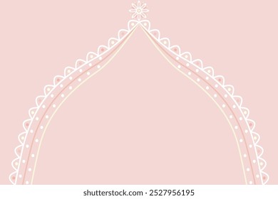 Vector - Beautiful frame or border with lace and polka dot on pink background. Can be use for invitation card, label, web. Wedding, Marriage, Memorial concept. Copy space.