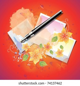vector beautiful frame with flowers and butterflies